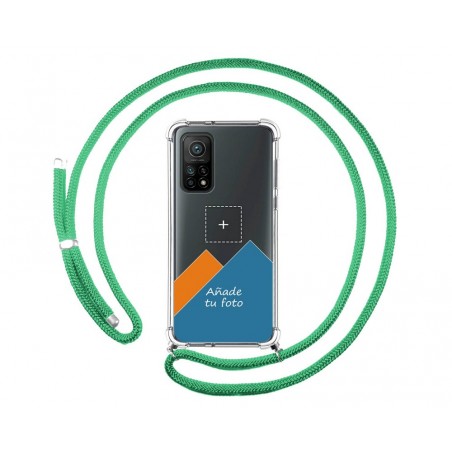 Personaliza tu Funda Colgante Transparente para Xiaomi Mi 10T 5G / MI 10T Pro 5G con Cordon Verde Agua Dibujo Personalizada
