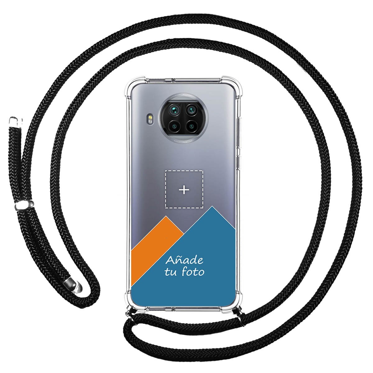Personaliza tu Funda Colgante Transparente para Xiaomi Mi 10T Lite 5G con Cordon Negro Dibujo Personalizada