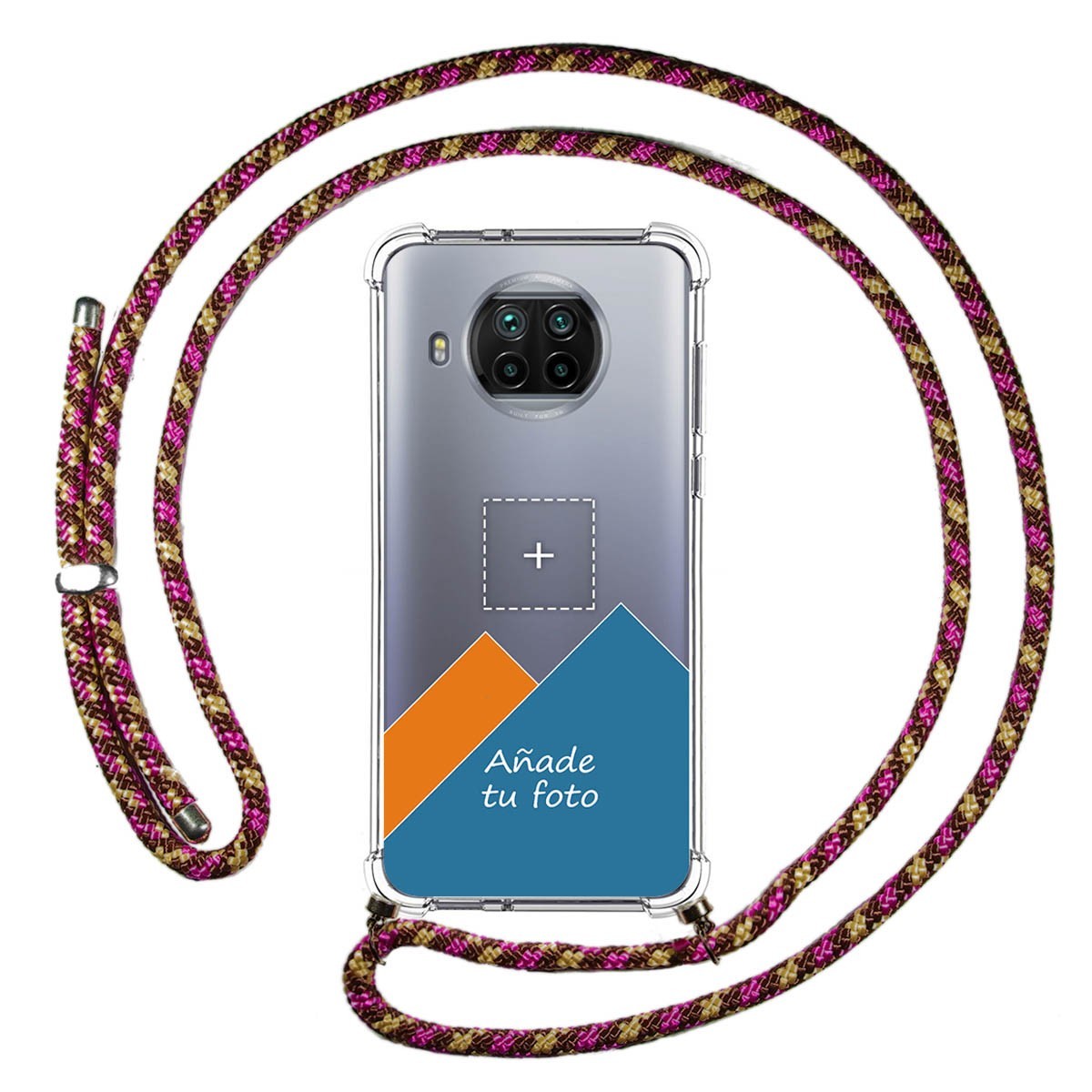 Personaliza tu Funda Colgante Transparente para Xiaomi Mi 10T Lite 5G con Cordon Rosa / Dorado Dibujo Personalizada