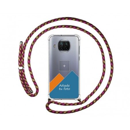 Personaliza tu Funda Colgante Transparente para Xiaomi Mi 10T Lite 5G con Cordon Rosa / Dorado Dibujo Personalizada