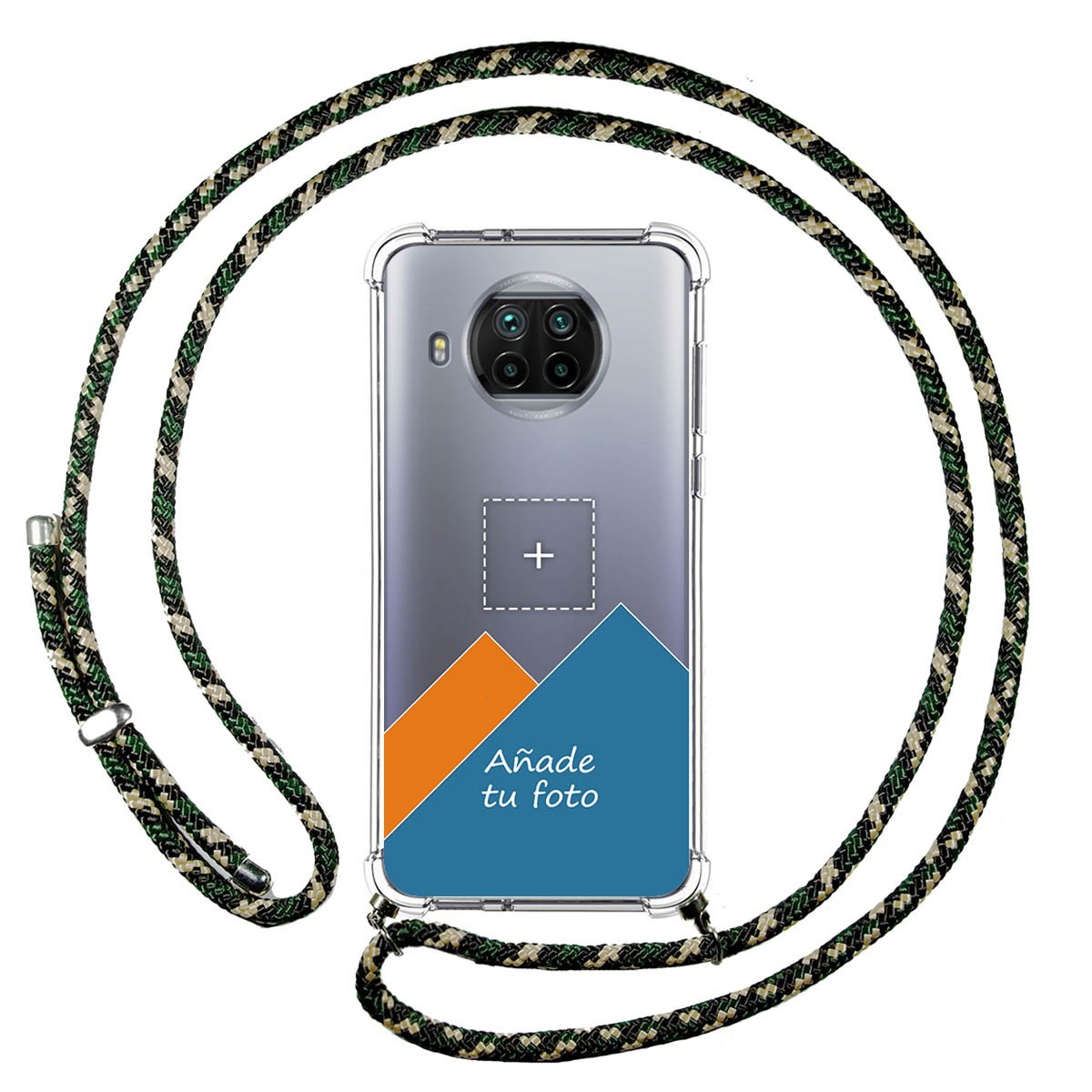 Personaliza tu Funda Colgante Transparente para Xiaomi Mi 10T Lite 5G con Cordon Verde / Dorado Dibujo Personalizada