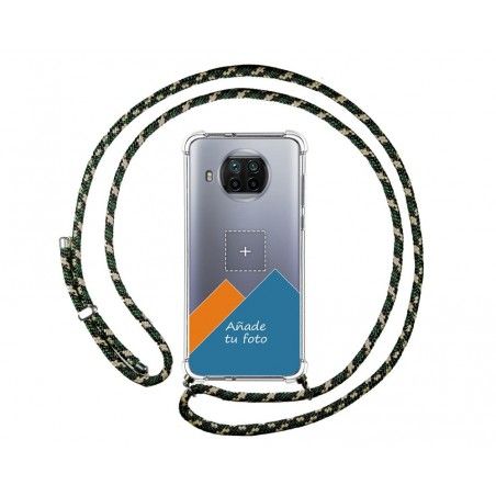 Personaliza tu Funda Colgante Transparente para Xiaomi Mi 10T Lite 5G con Cordon Verde / Dorado Dibujo Personalizada