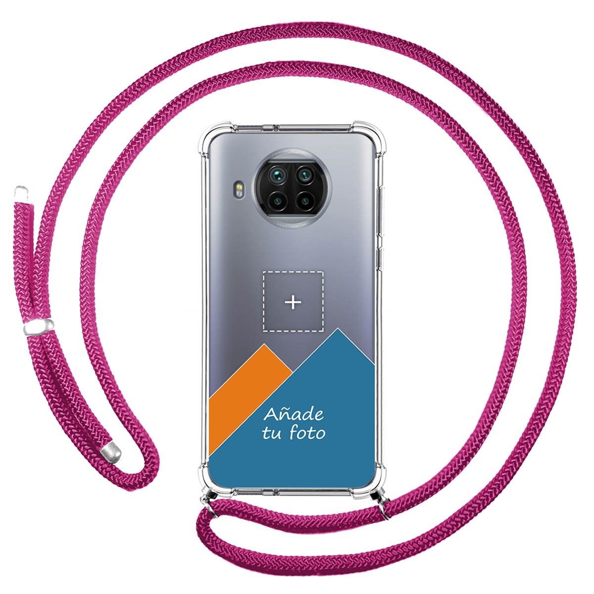 Personaliza tu Funda Colgante Transparente para Xiaomi Mi 10T Lite 5G con Cordon Rosa Fucsia Dibujo Personalizada