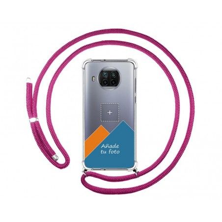 Personaliza tu Funda Colgante Transparente para Xiaomi Mi 10T Lite 5G con Cordon Rosa Fucsia Dibujo Personalizada