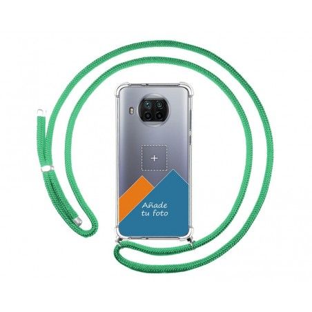 Personaliza tu Funda Colgante Transparente para Xiaomi Mi 10T Lite 5G con Cordon Verde Agua Dibujo Personalizada