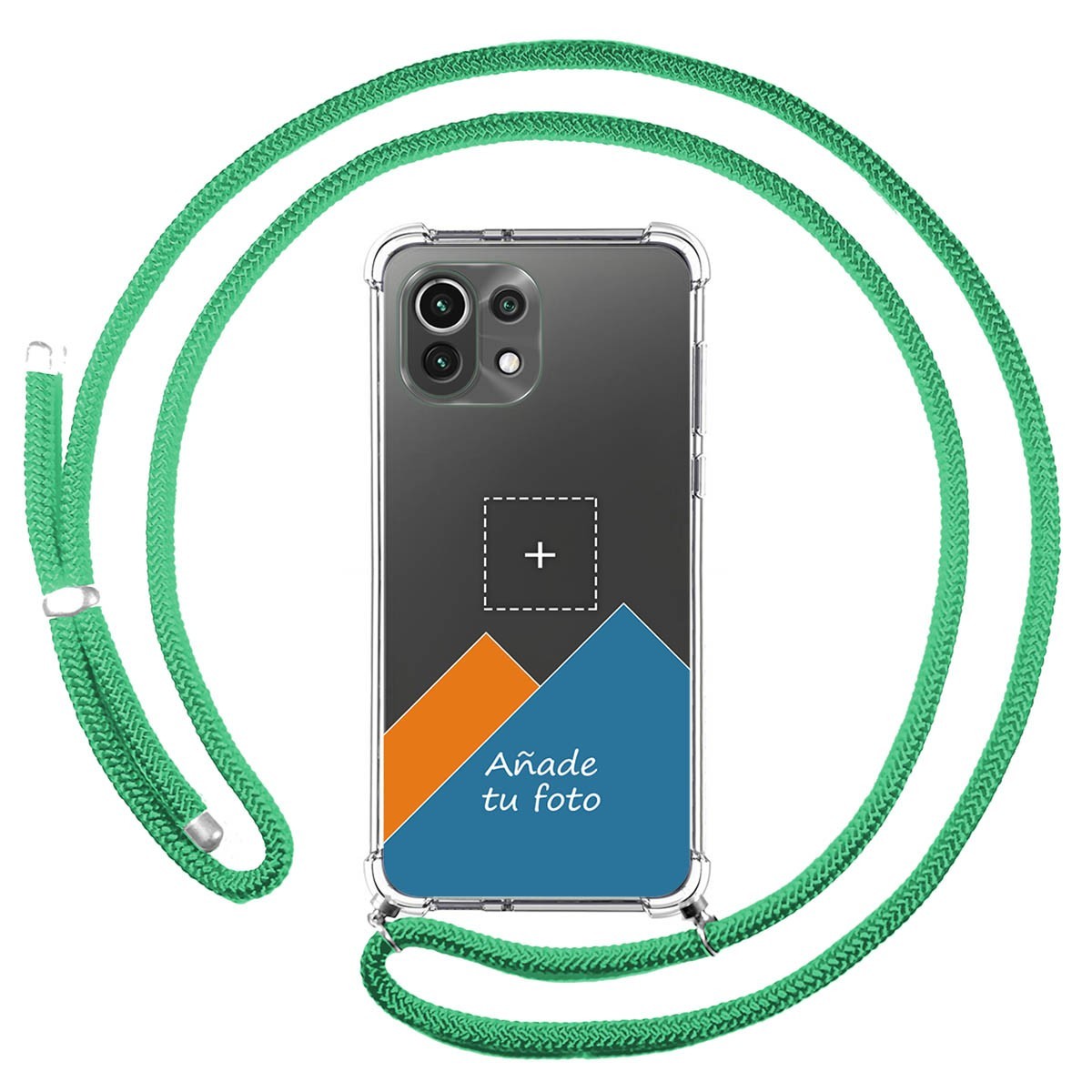 Personaliza tu Funda Colgante Transparente para Xiaomi Mi 11 Lite 4G / 5G / 5G NE con Cordon Verde Agua Dibujo Personalizada