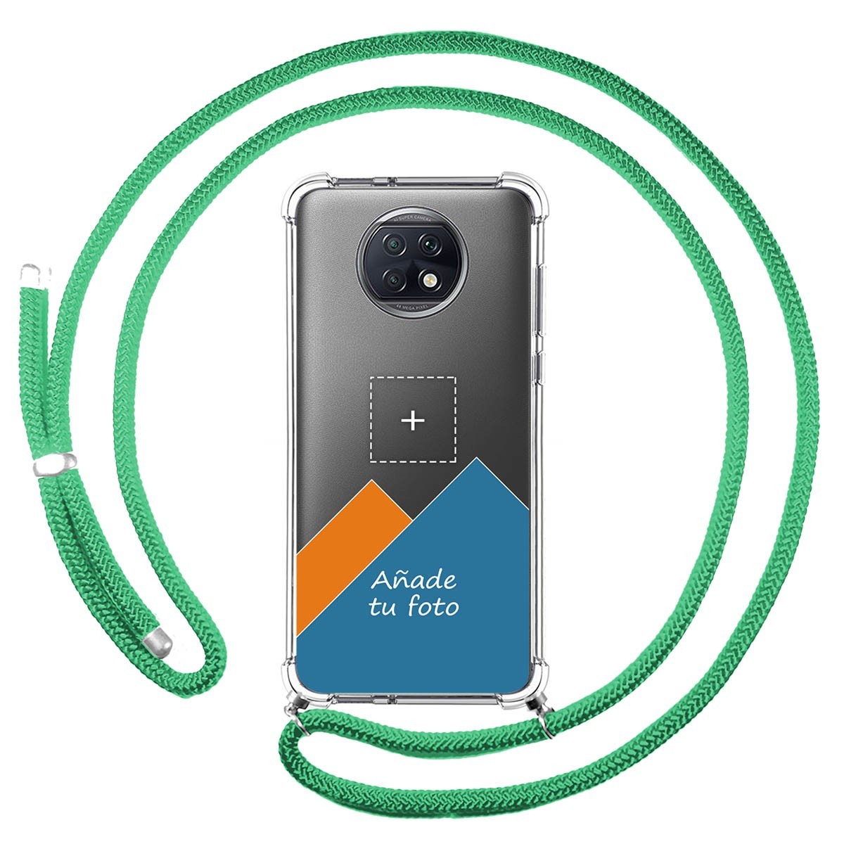 Personaliza tu Funda Colgante Transparente para Xiaomi Redmi Note 9T 5G con Cordon Verde Agua Dibujo Personalizada