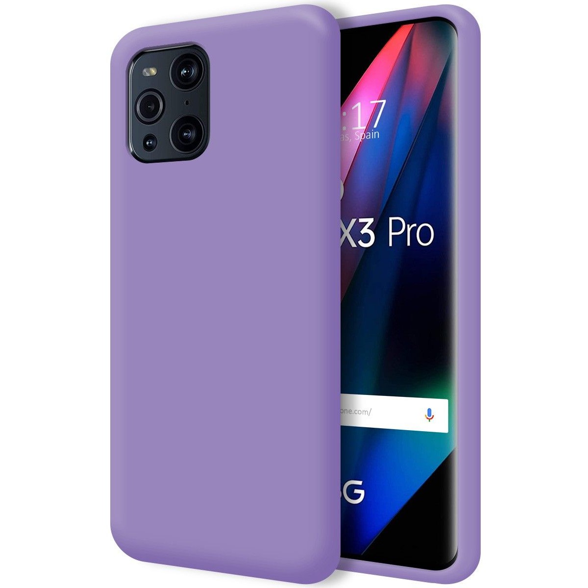 Funda Silicona Líquida Ultra Suave para Oppo Find X3 Pro 5G color Morada