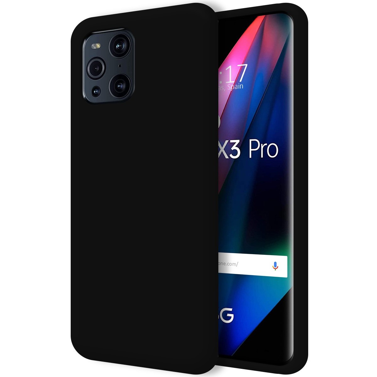 Funda Silicona Líquida Ultra Suave para Oppo Find X3 Pro 5G color Negra