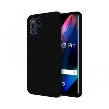 Funda Silicona Líquida Ultra Suave para Oppo Find X3 Pro 5G color Negra