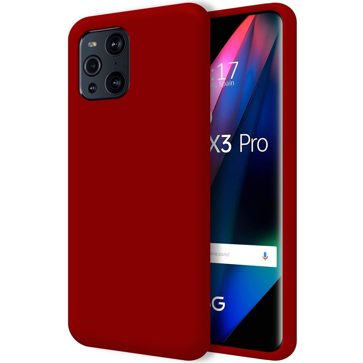 Funda Silicona Líquida Ultra Suave para Oppo Find X3 Pro 5G color Roja