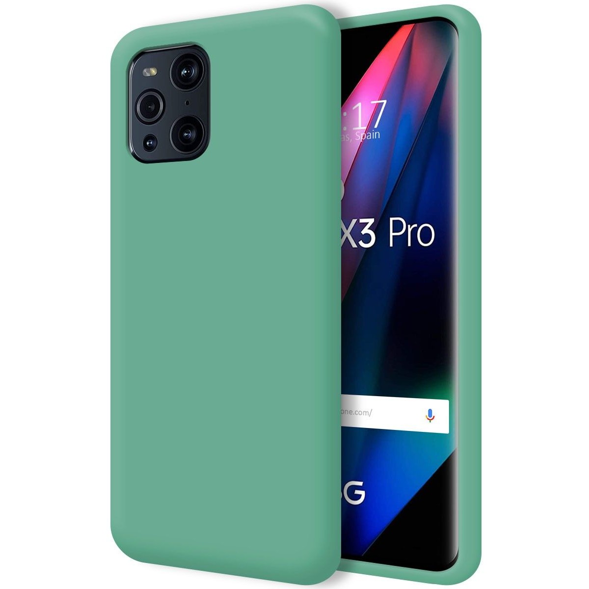 Funda Silicona Líquida Ultra Suave para Oppo Find X3 Pro 5G color Verde