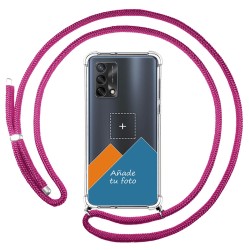 Personaliza tu Funda Colgante Transparente para Oppo A74 4G con Cordon Rosa Fucsia Dibujo Personalizada