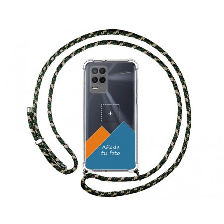 Personaliza tu Funda Colgante Transparente para Realme 8 5G / Narzo 30 5G con Cordon Verde / Dorado Dibujo Personalizada