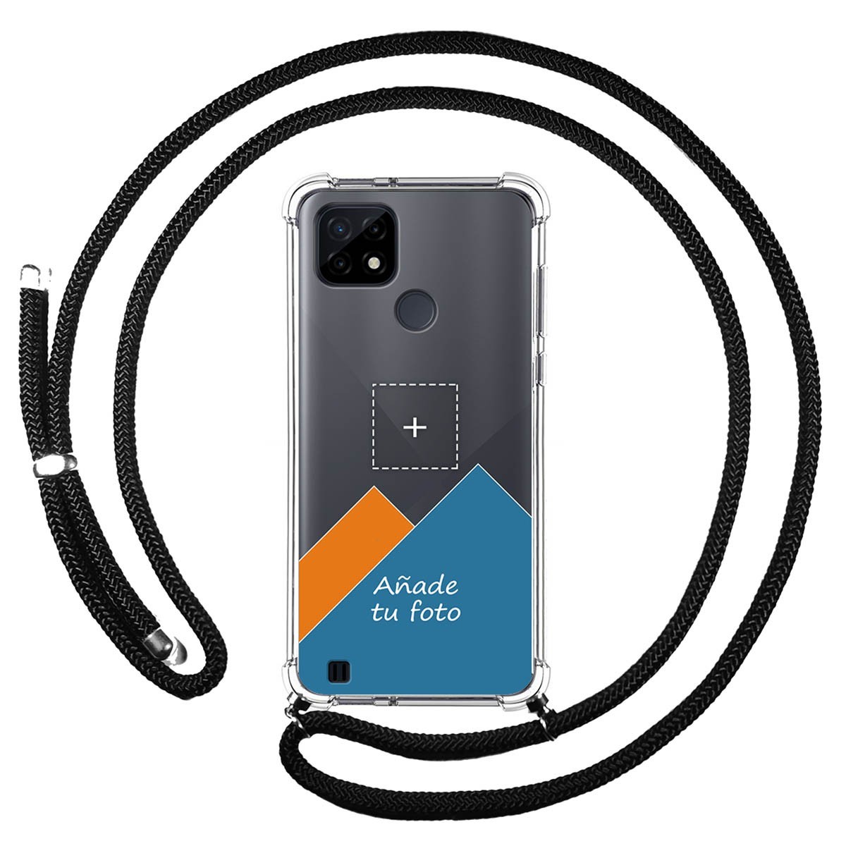 Personaliza tu Funda Colgante Transparente para Realme C21 con Cordon Negro Dibujo Personalizada