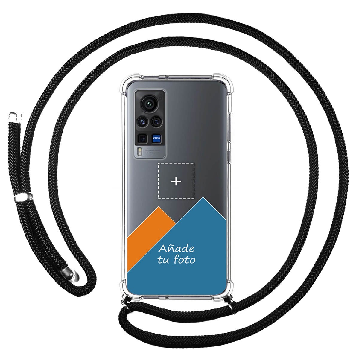 Personaliza tu Funda Colgante Transparente para Vivo X60 Pro 5G con Cordon Negro Dibujo Personalizada