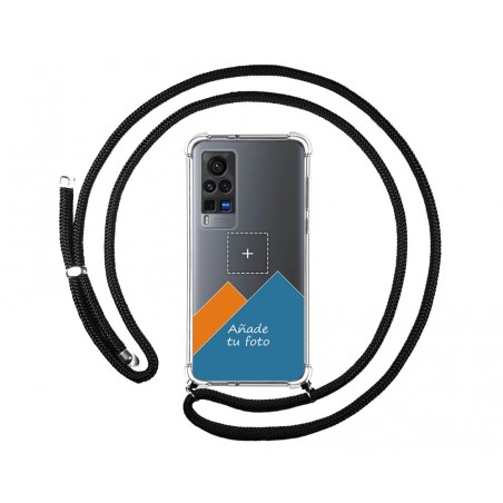 Personaliza tu Funda Colgante Transparente para Vivo X60 Pro 5G con Cordon Negro Dibujo Personalizada