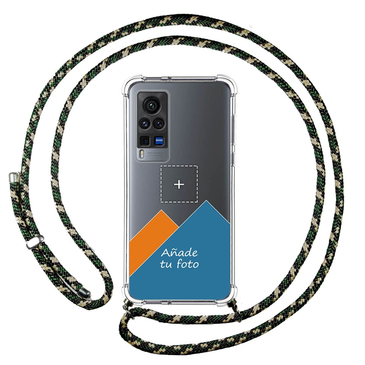 Personaliza tu Funda Colgante Transparente para Vivo X60 Pro 5G con Cordon Verde / Dorado Dibujo Personalizada