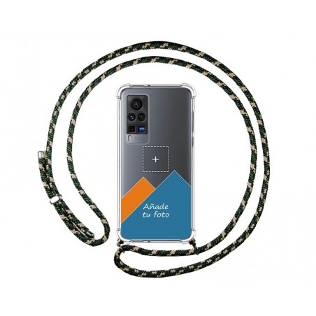 Personaliza tu Funda Colgante Transparente para Vivo X60 Pro 5G con Cordon Verde / Dorado Dibujo Personalizada