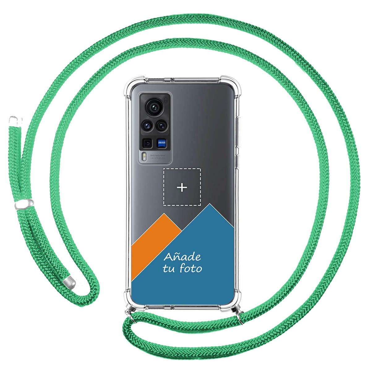Personaliza tu Funda Colgante Transparente para Vivo X60 Pro 5G con Cordon Verde Agua Dibujo Personalizada