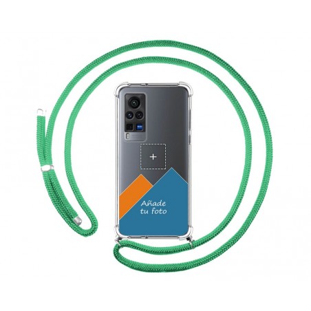 Personaliza tu Funda Colgante Transparente para Vivo X60 Pro 5G con Cordon Verde Agua Dibujo Personalizada