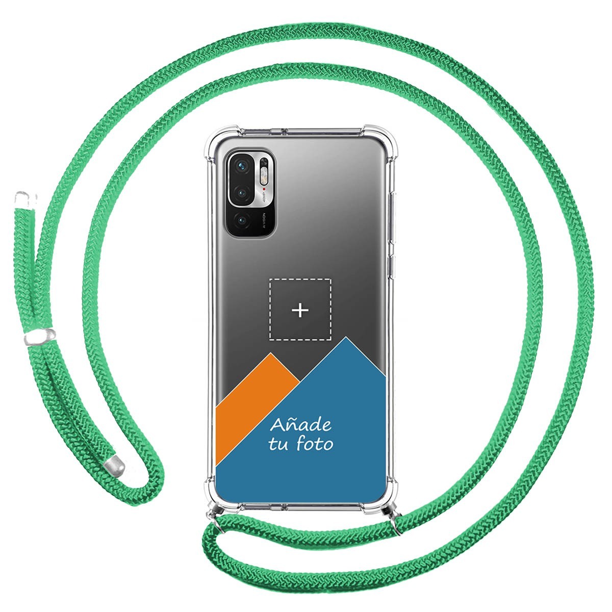 Personaliza tu Funda Colgante Transparente para Xiaomi Redmi Note 10 5G / POCO M3 PRO 5G con Cordon Verde Agua Dibujo