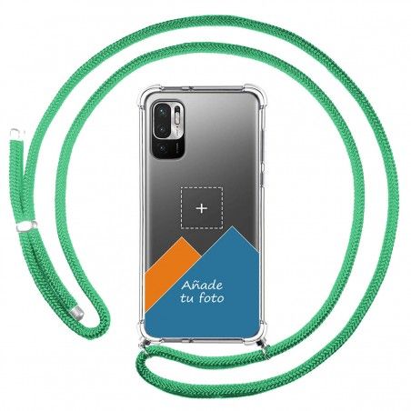 Personaliza tu Funda Colgante Transparente para Xiaomi Redmi Note 10 5G / POCO M3 PRO 5G con Cordon Verde Agua Dibujo