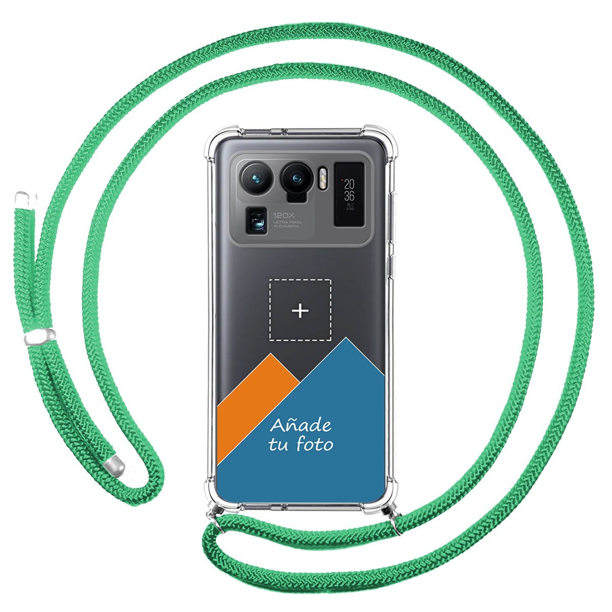 Personaliza tu Funda Colgante Transparente para Xiaomi Mi 11 Ultra 5G con Cordon Verde Agua Dibujo Personalizada