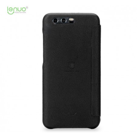Funda Piel Flip Negra Marca Lenuo para Huawei Honor 9