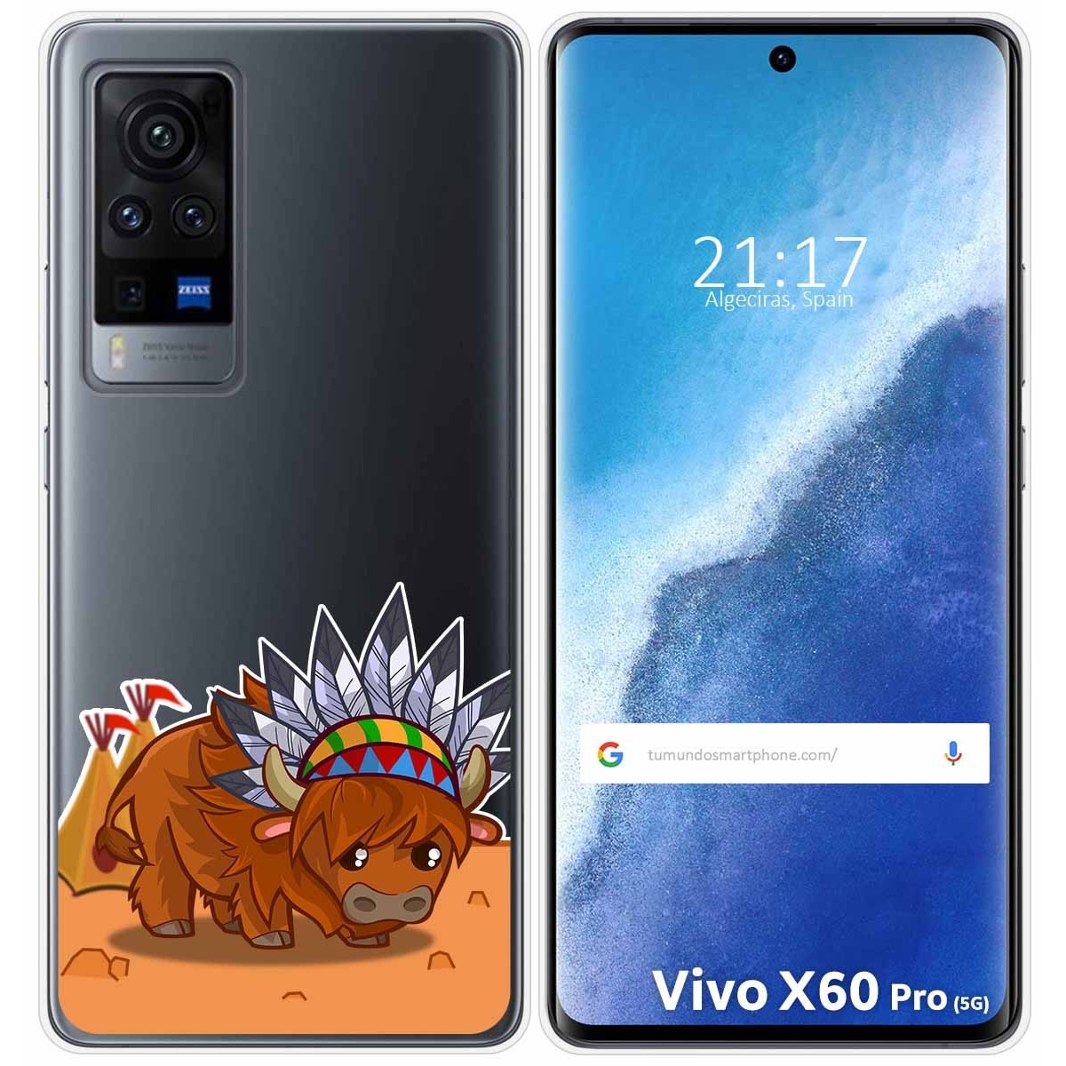 Funda Gel Transparente para Vivo X60 Pro 5G diseño Bufalo Dibujos