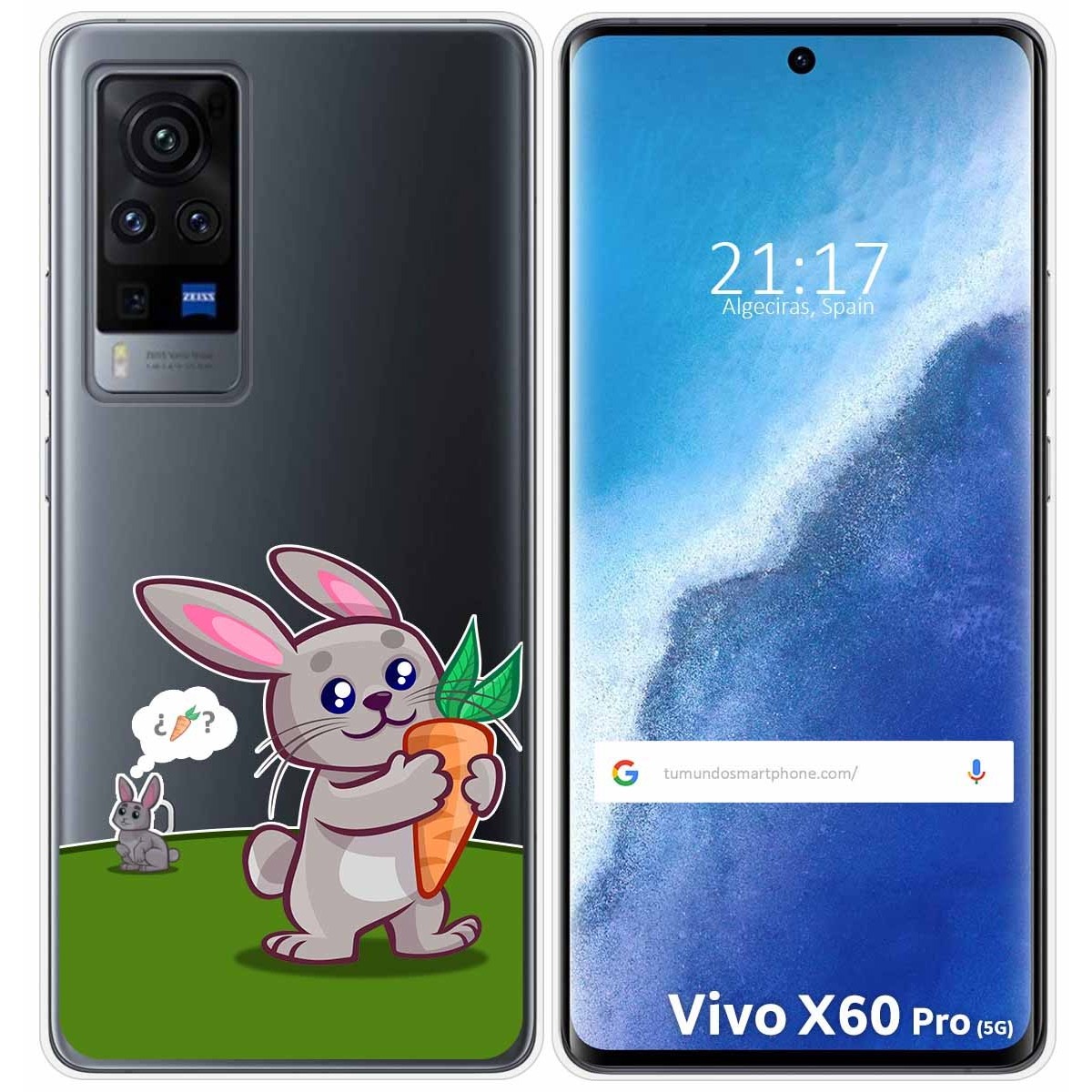 Funda Gel Transparente para Vivo X60 Pro 5G diseño Conejo Dibujos