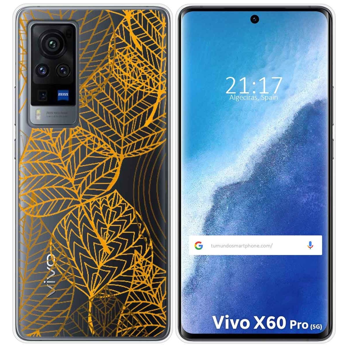Funda Gel Transparente para Vivo X60 Pro 5G diseño Hojas Dibujos