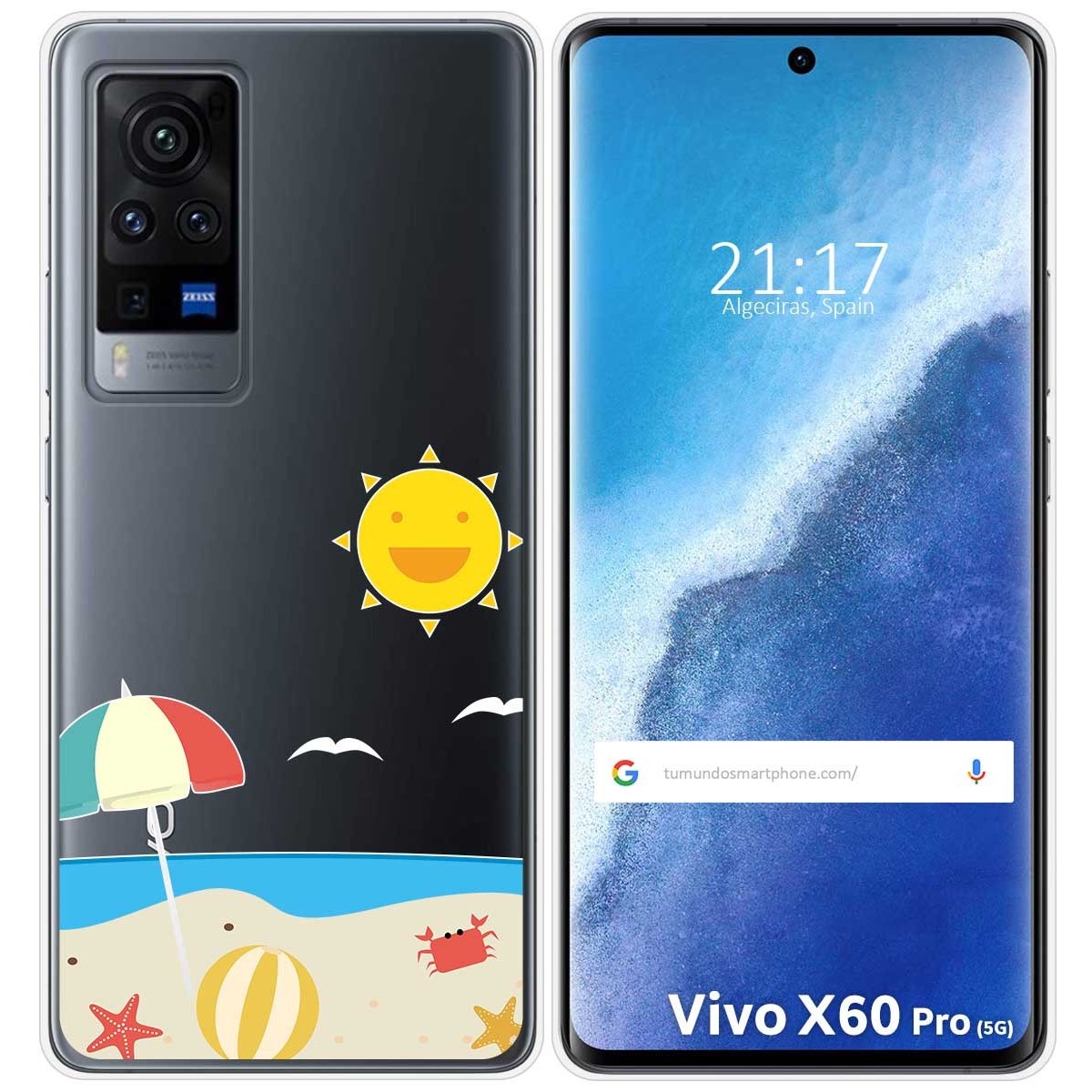 Funda Gel Transparente para Vivo X60 Pro 5G diseño Playa Dibujos