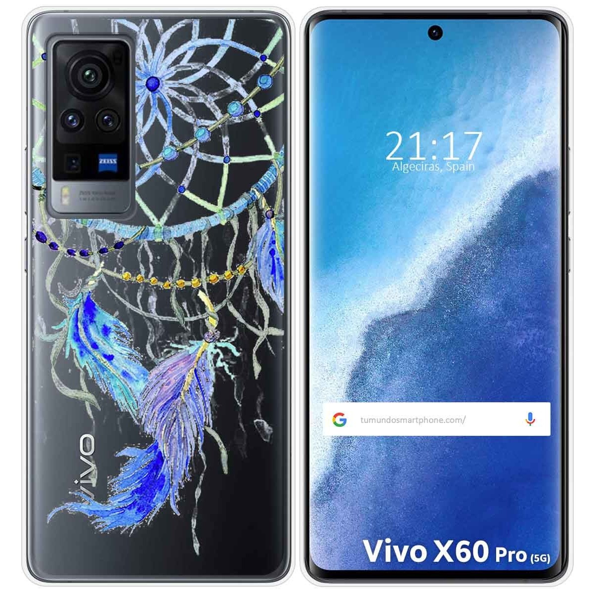Funda Gel Transparente para Vivo X60 Pro 5G diseño Plumas Dibujos