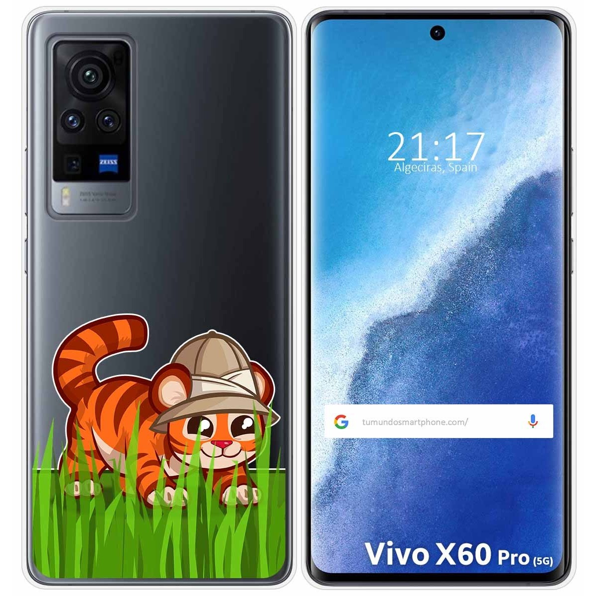 Funda Gel Transparente para Vivo X60 Pro 5G diseño Tigre Dibujos