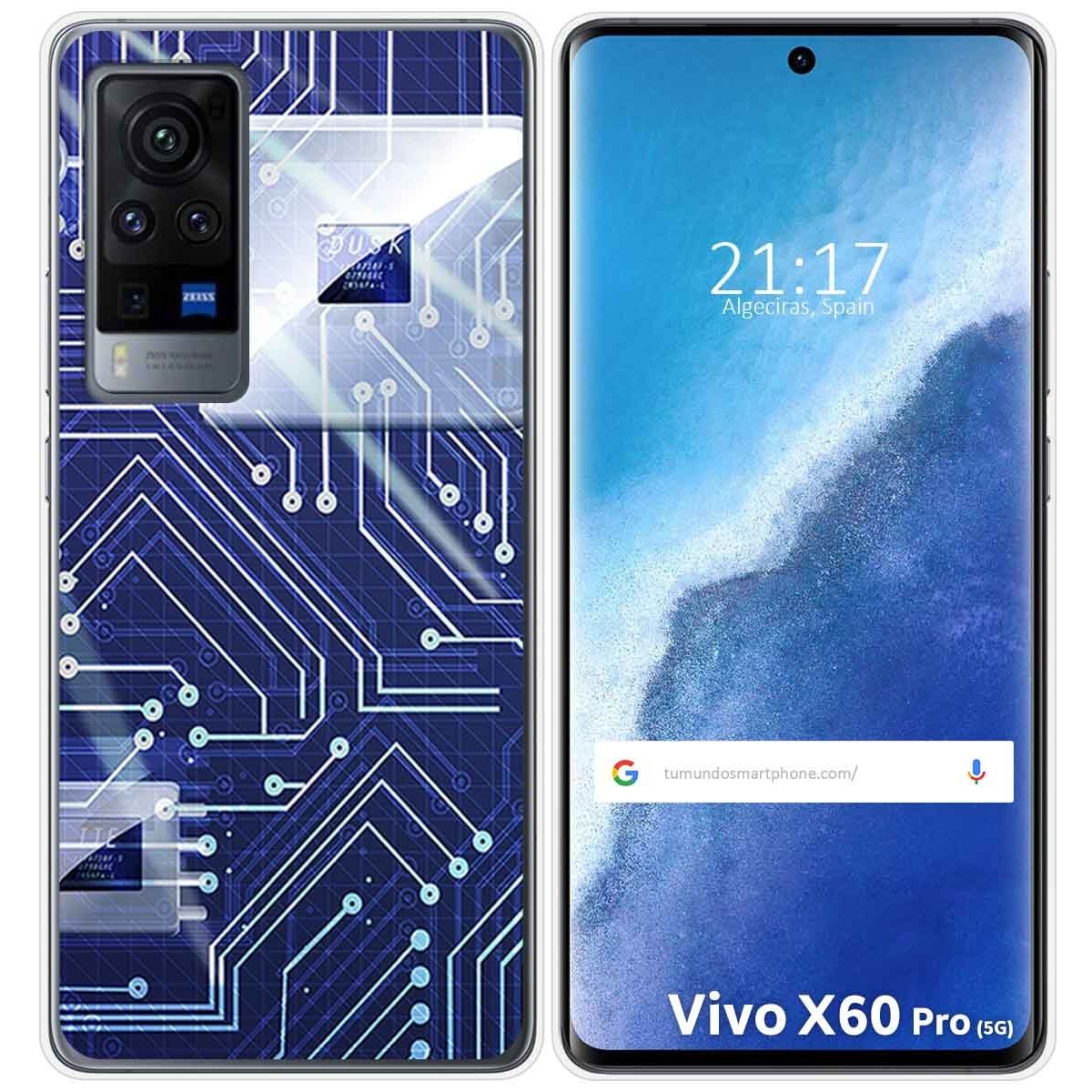 Funda Gel Tpu para Vivo X60 Pro 5G diseño Circuito Dibujos
