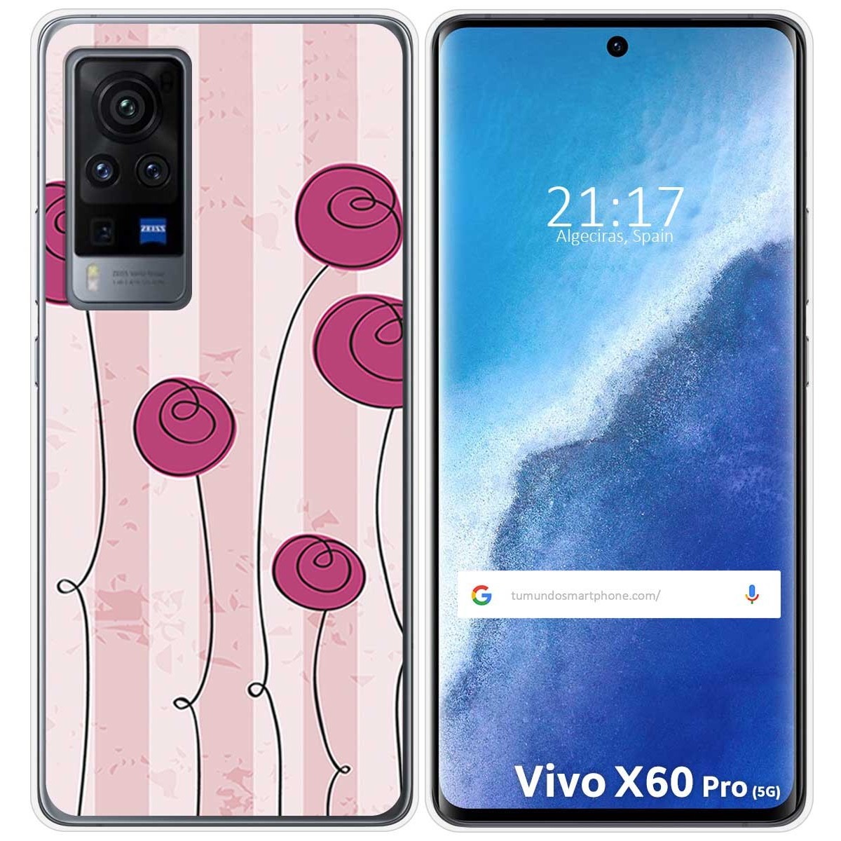 Funda Gel Tpu para Vivo X60 Pro 5G diseño Flores Vintage Dibujos
