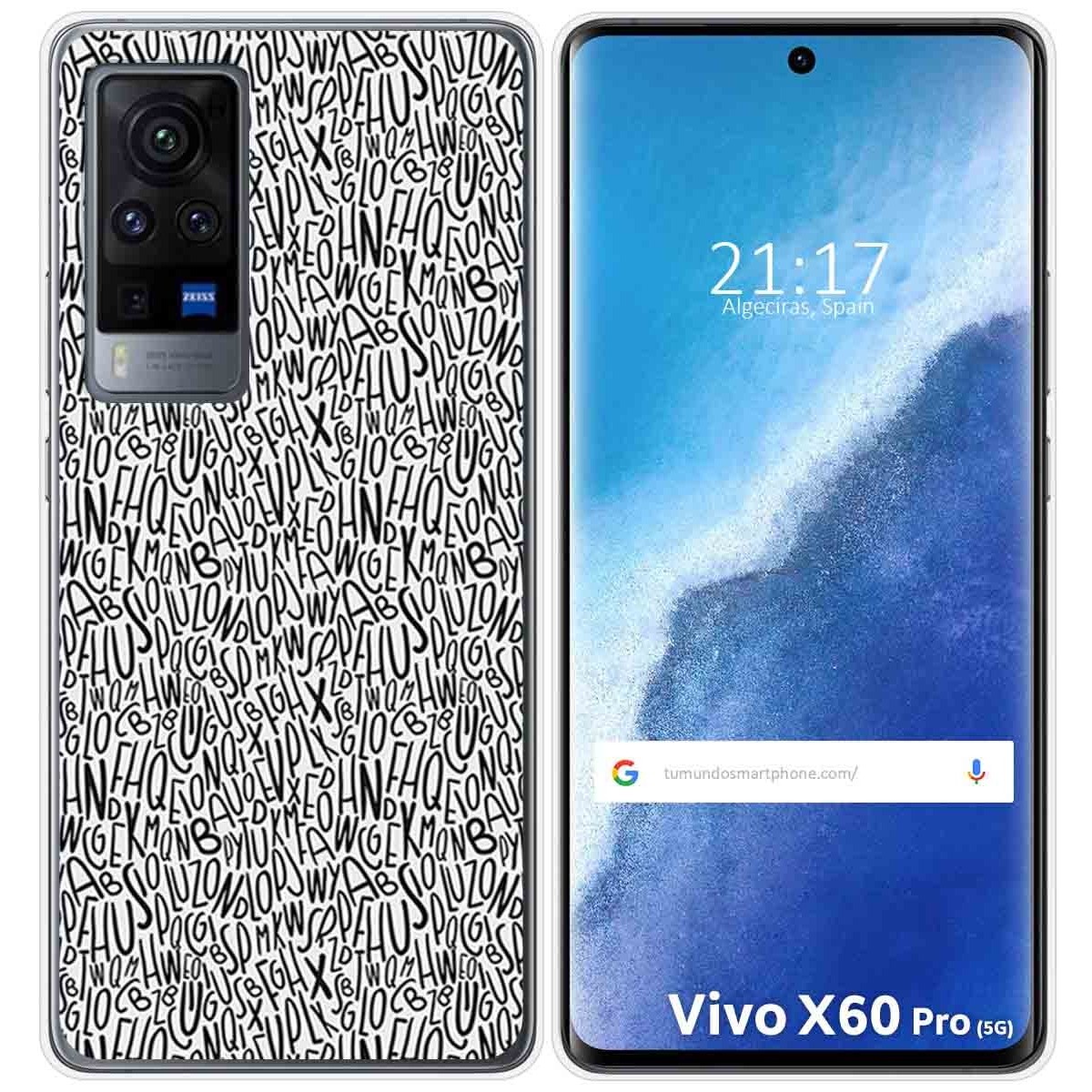 Funda Gel Tpu para Vivo X60 Pro 5G diseño Letras Dibujos