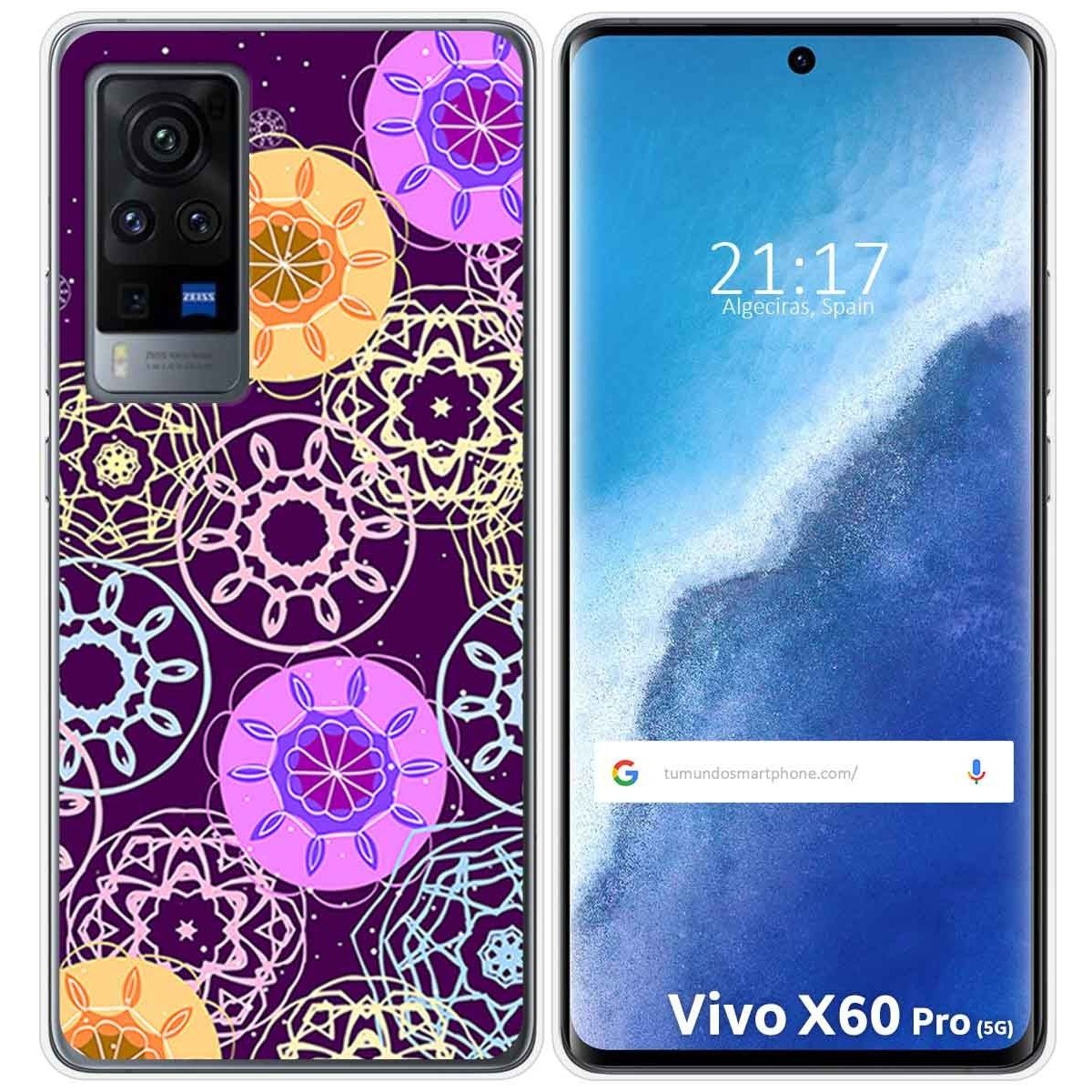 Funda Gel Tpu para Vivo X60 Pro 5G diseño Radial Dibujos