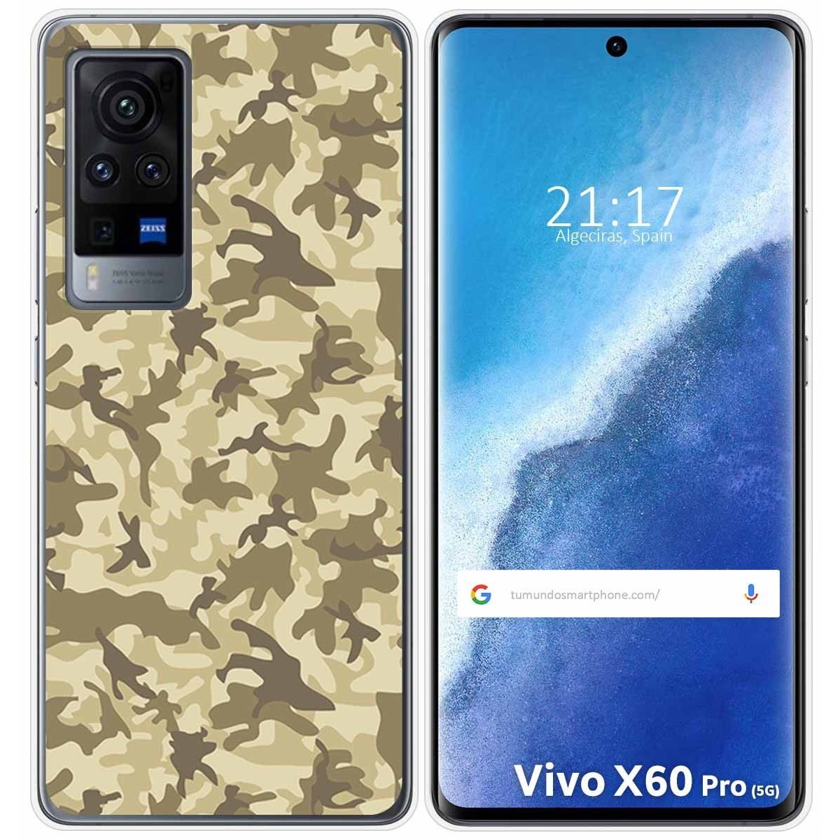 Funda Gel Tpu para Vivo X60 Pro 5G diseño Sand Camuflaje Dibujos