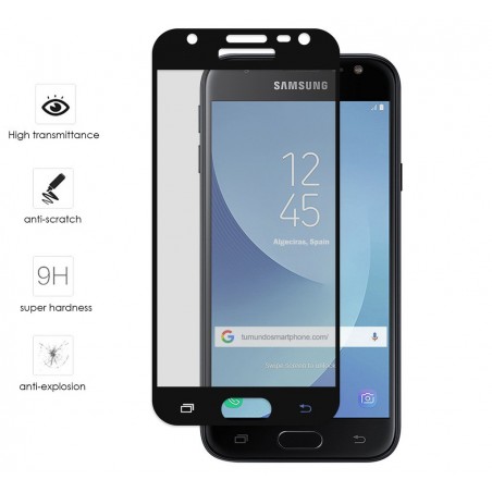 Protector Cristal Templado Frontal Completo Negro para Samsung Galaxy J3 (2017) Vidrio