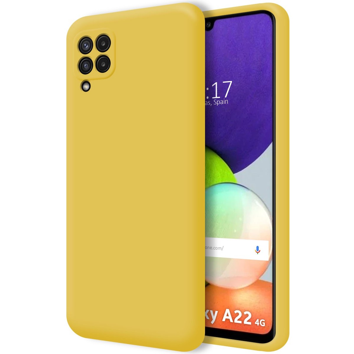Funda Silicona Líquida Ultra Suave para Samsung Galaxy A22 4G / M22 color Amarilla