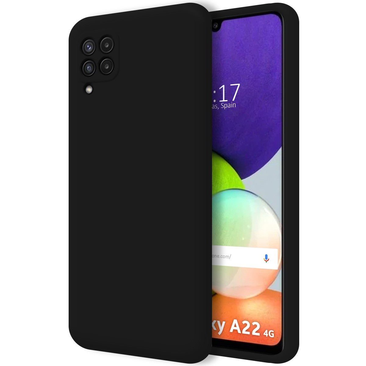 Funda Silicona Líquida Ultra Suave para Samsung Galaxy A22 4G / M22 color Negra
