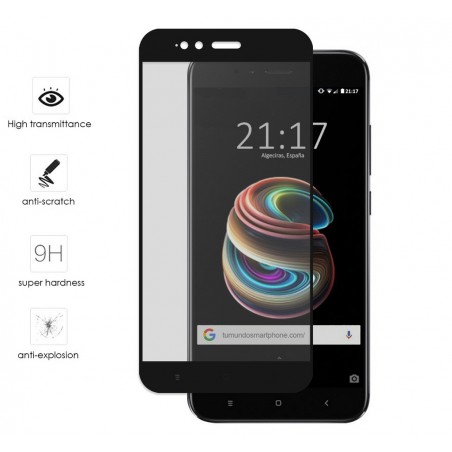 Protector Cristal Templado Frontal Completo Negro para Xiaomi Mi 5X / Mi A1 Vidrio
