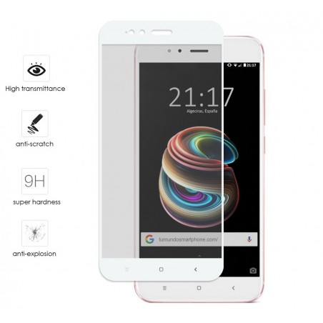 Protector Cristal Templado Frontal Completo Blanco para Xiaomi Mi 5X / Mi A1  Vidrio