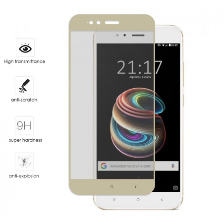 Protector Cristal Templado Frontal Completo Dorado para Xiaomi Mi 5X / Mi A1  Vidrio