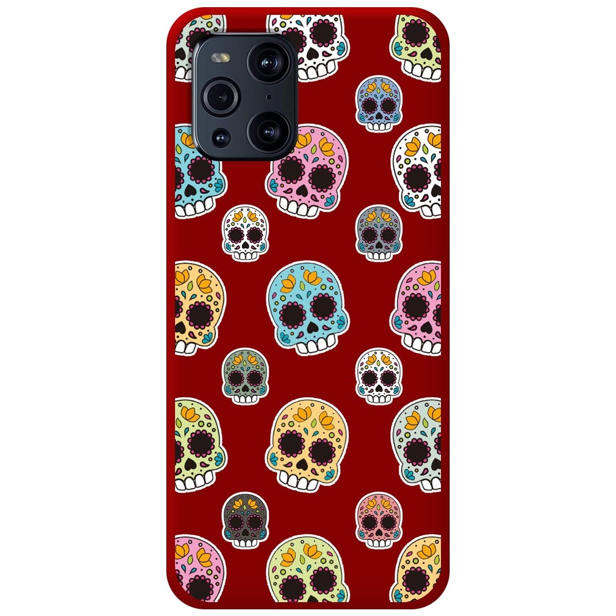 Funda Silicona Líquida Roja para Oppo Find X3 Pro 5G diseño Catrina Dibujos