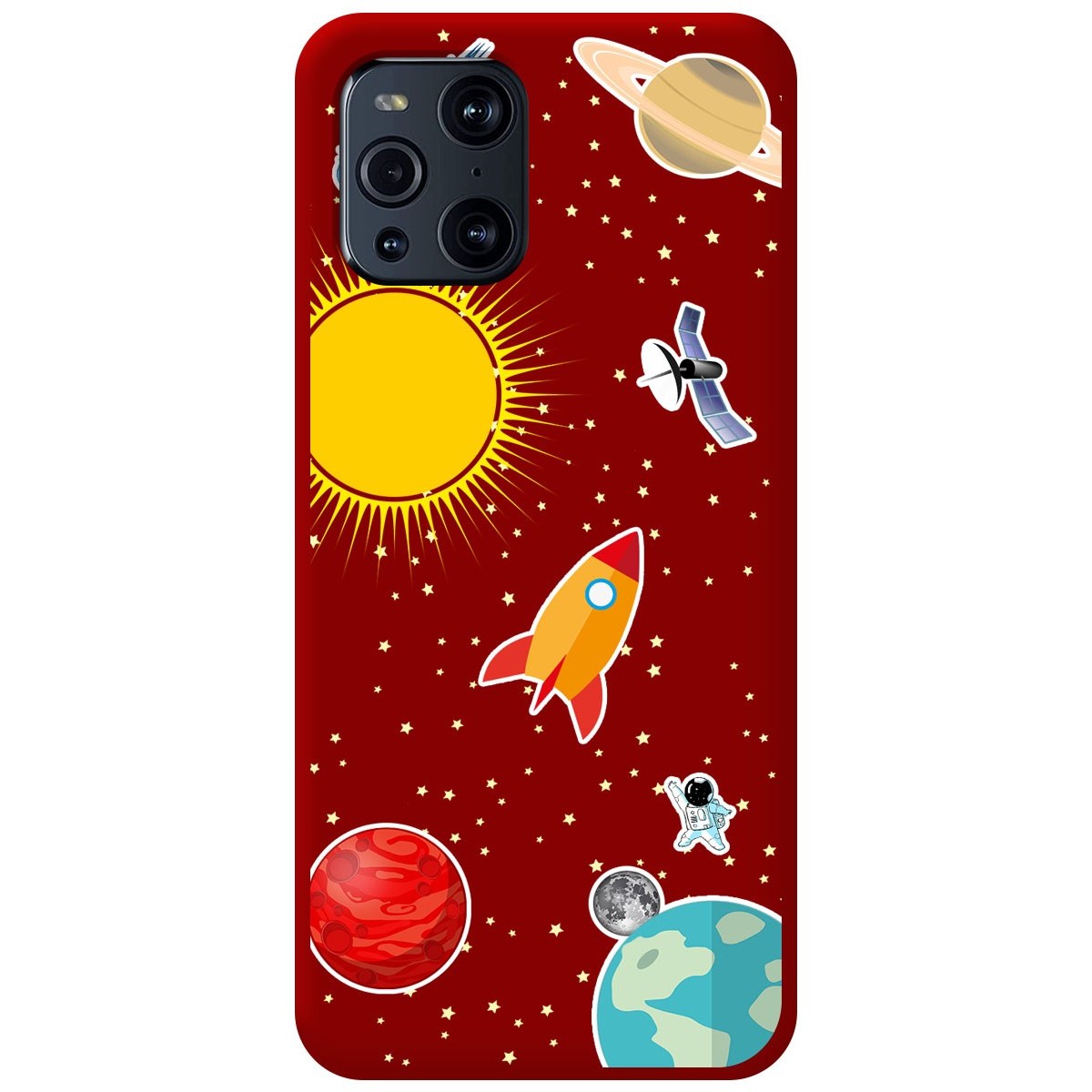 Funda Silicona Líquida Roja para Oppo Find X3 Pro 5G diseño Espacio Dibujos