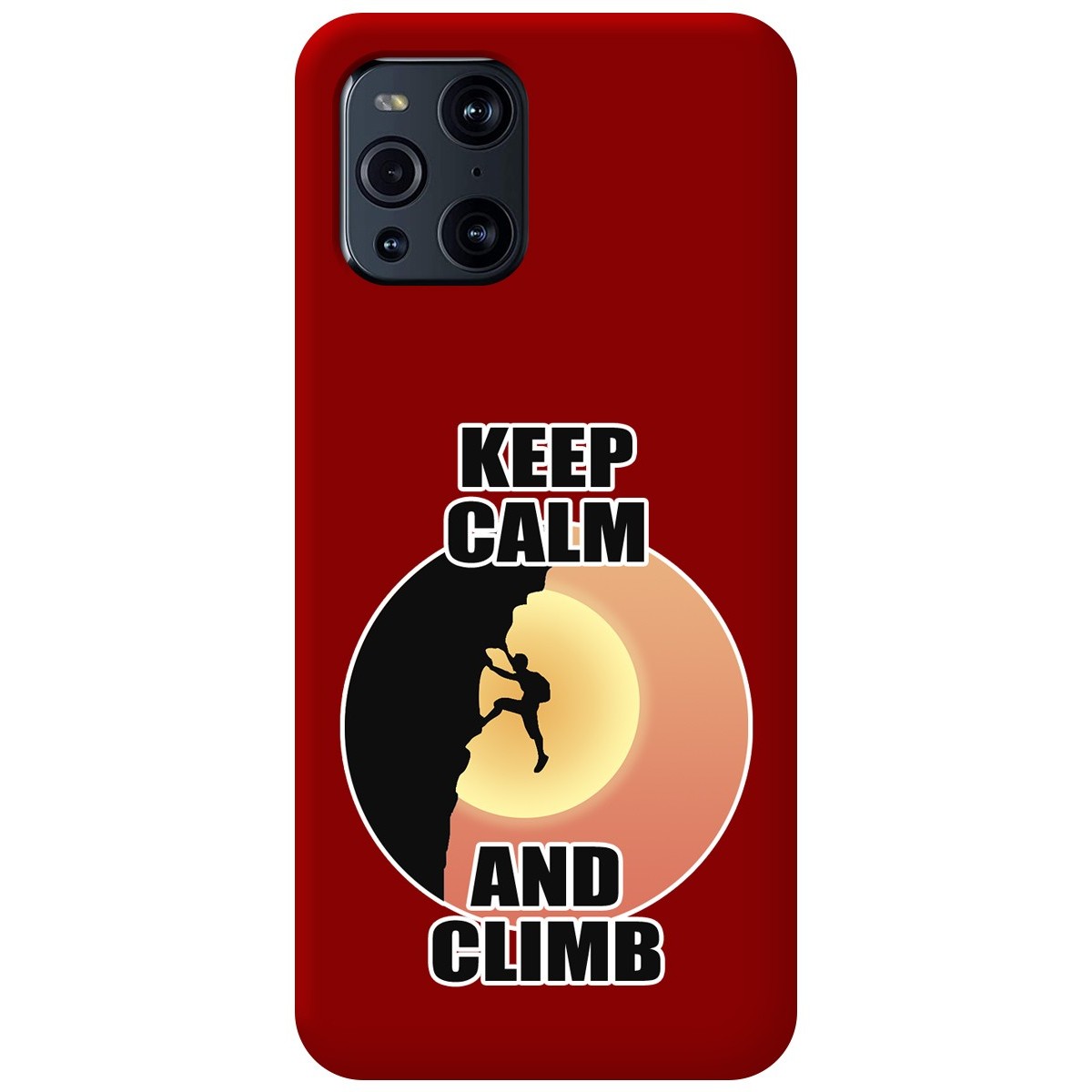 Funda Silicona Líquida Roja para Oppo Find X3 Pro 5G diseño Hombre Escalada Dibujos