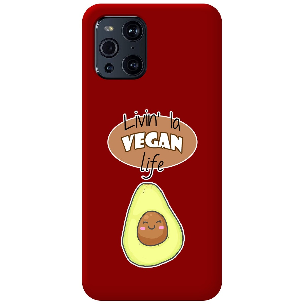Funda Silicona Líquida Roja para Oppo Find X3 Pro 5G diseño Vegan Life Dibujos